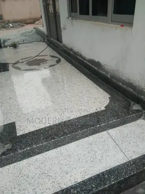 Terrazo Floor Center Design in Black and White