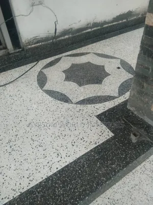 Terrazo Floor Center Design in Black and White
