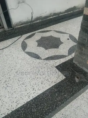 Terrazo Floor Center Design in Black and White