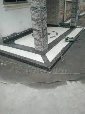 Terrazo Floor Center Design in Black and White