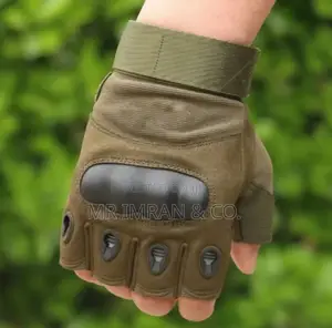 Olive Green Half-finger Tactical Gloves With Hard Knuckle Protection.