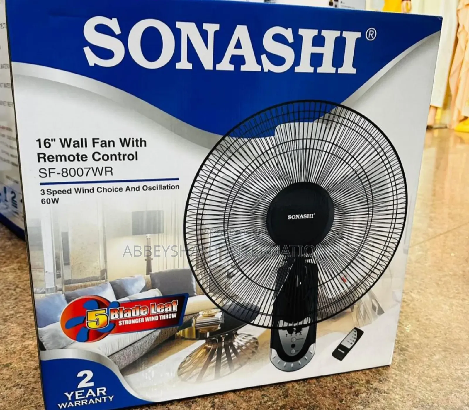 Remote Wall Fan 16 Inches Sonashi Wall Fan