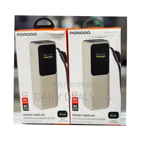 Porodo Smart Display 20000mah Power Bank With Built-in Type-C Cable