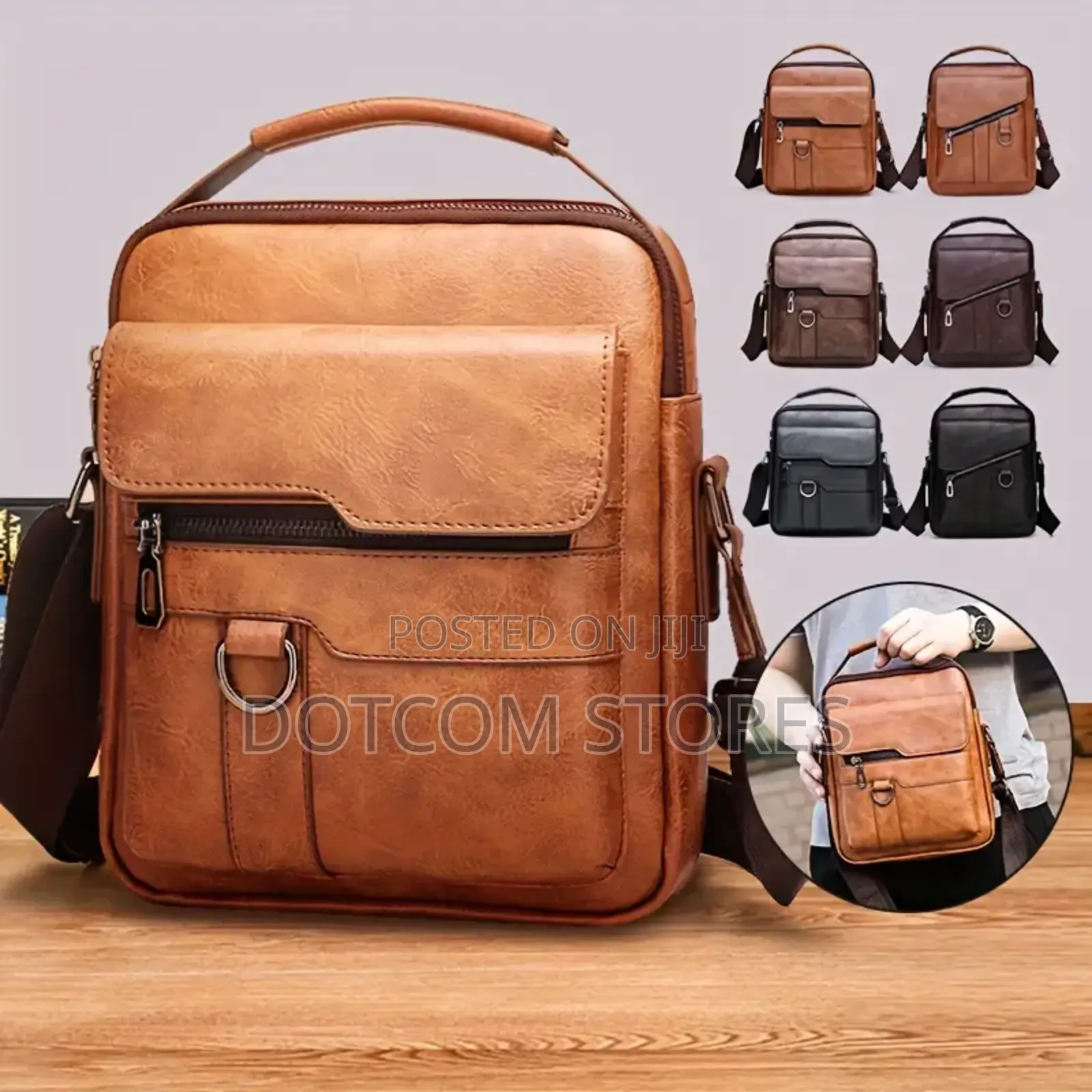 Faux Leather Men's Crossbody Shoulder Bag