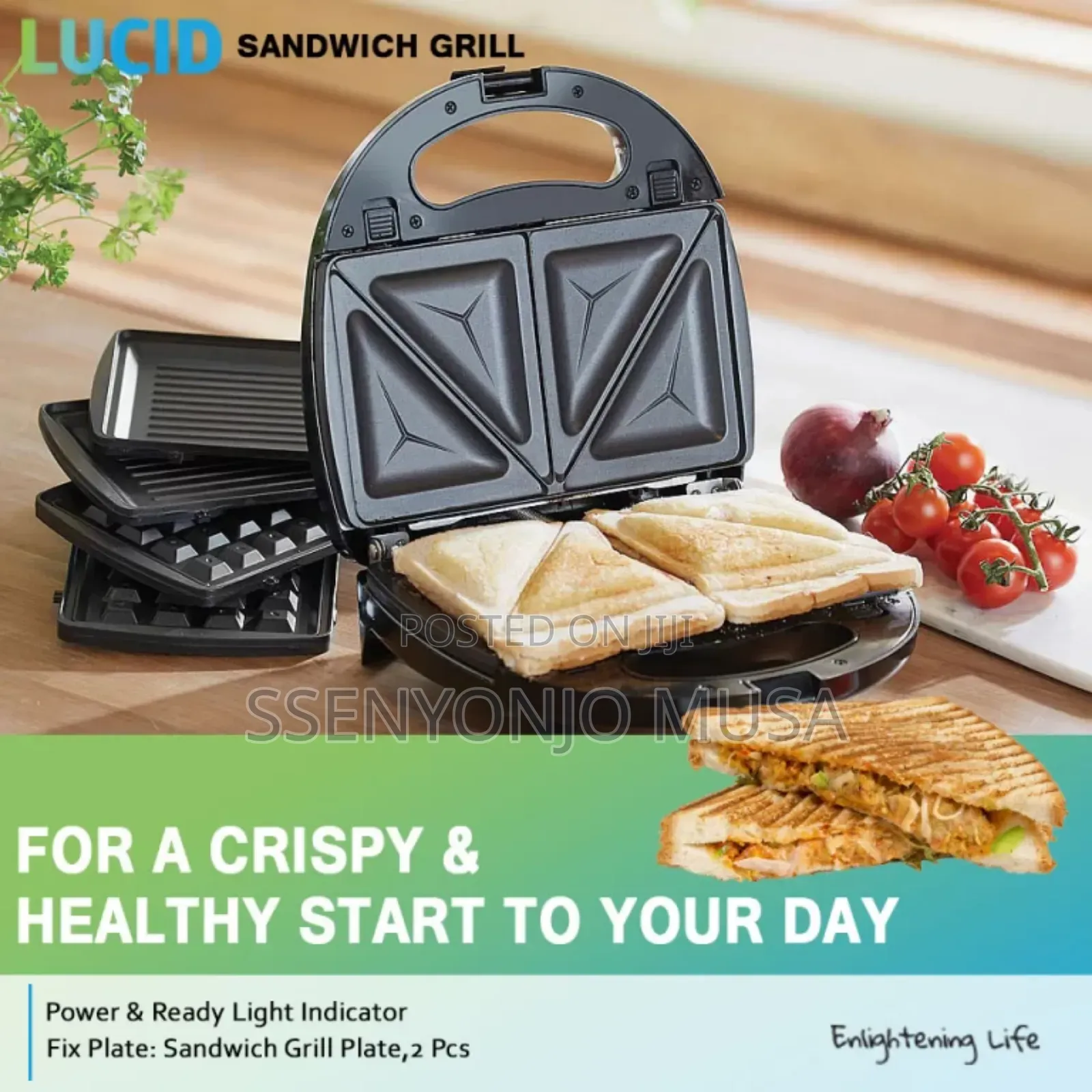 Lucid LST 908 3-in-1 Sandwich Maker -Toast, Waffle, Grilled-