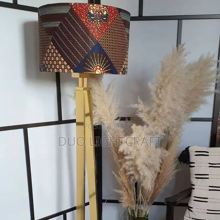 Floor Lamp With African Print Lampshades