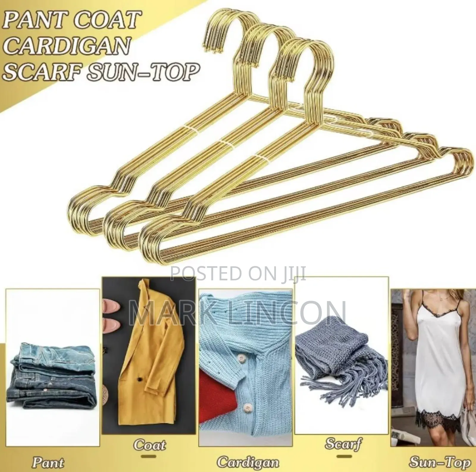 Strong Metal Wire Clothes Hangers in Gold Color