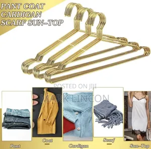 Strong Metal Wire Clothes Hangers in Gold Color