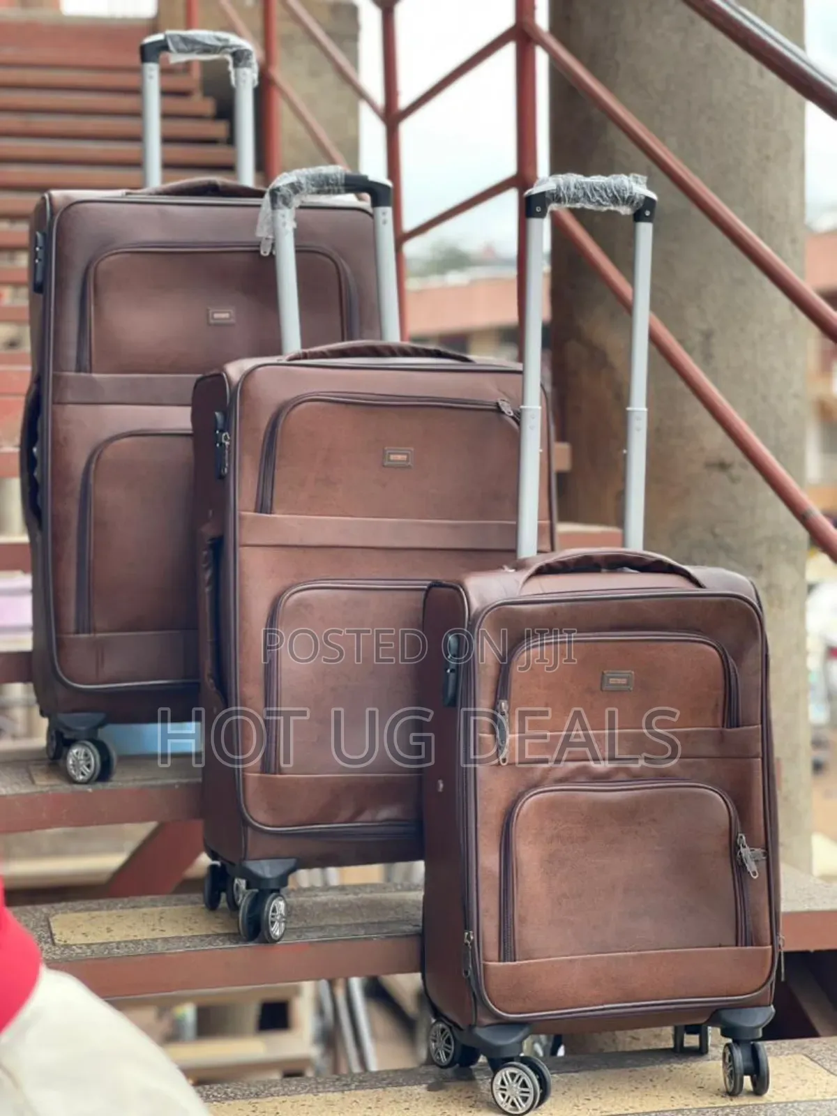 3 In 1 - Leather Luggage Suitcase Double Wheels Handle Light Weight