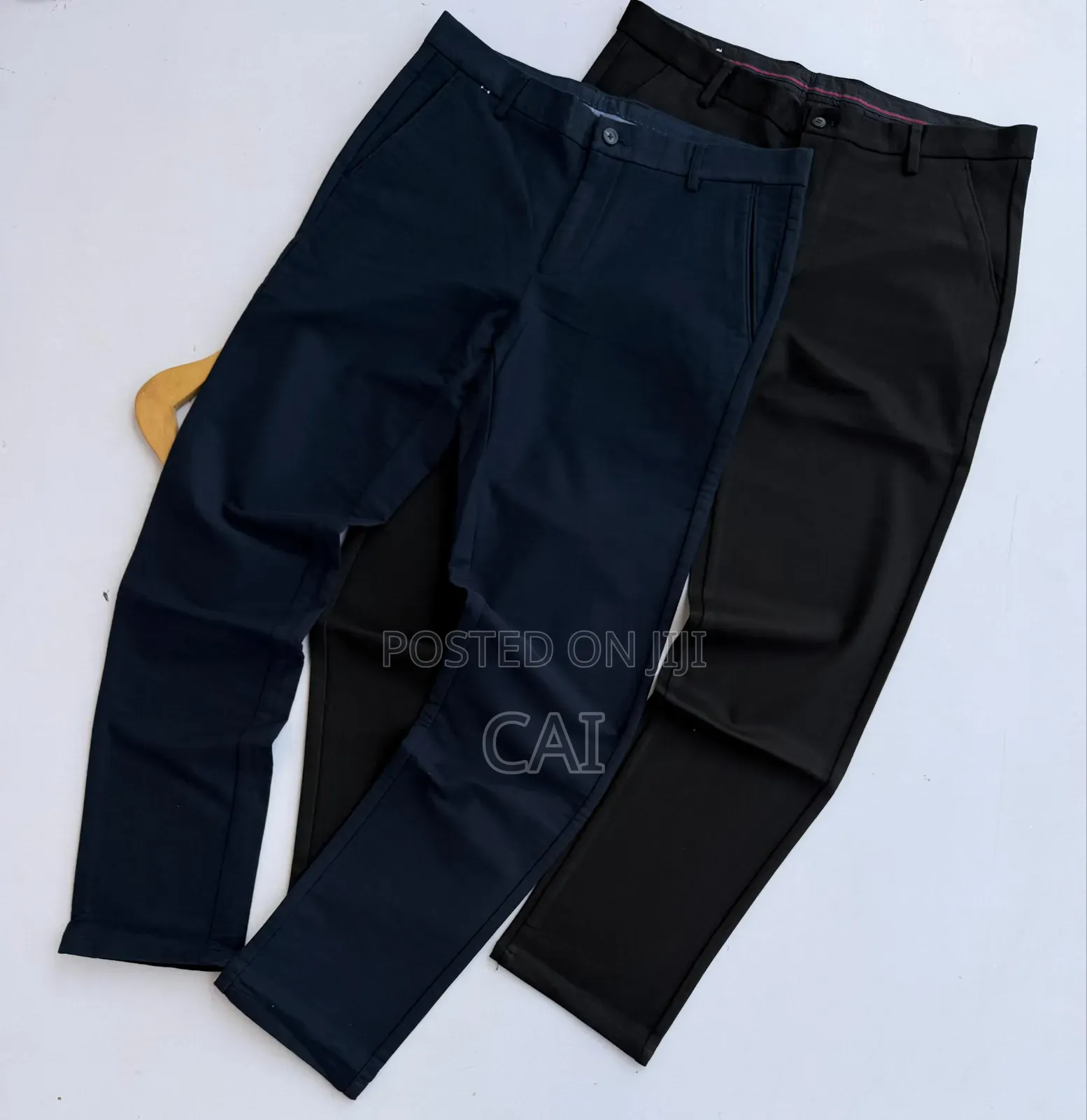 Men's Buckle Kaki Trousers. Black, Navyblue