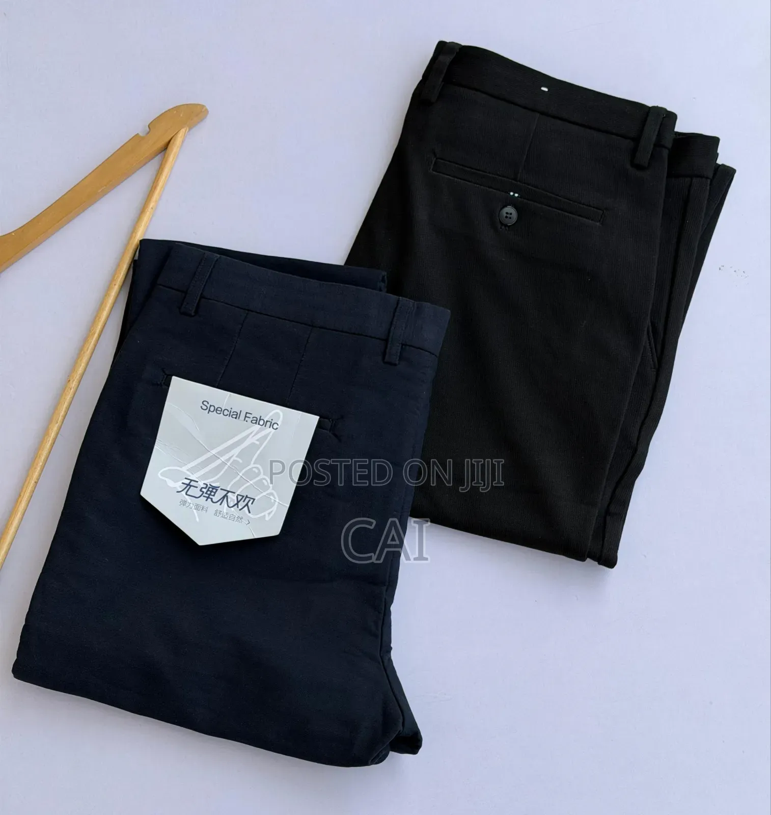 Men's Buckle Kaki Trousers. Black, Navyblue