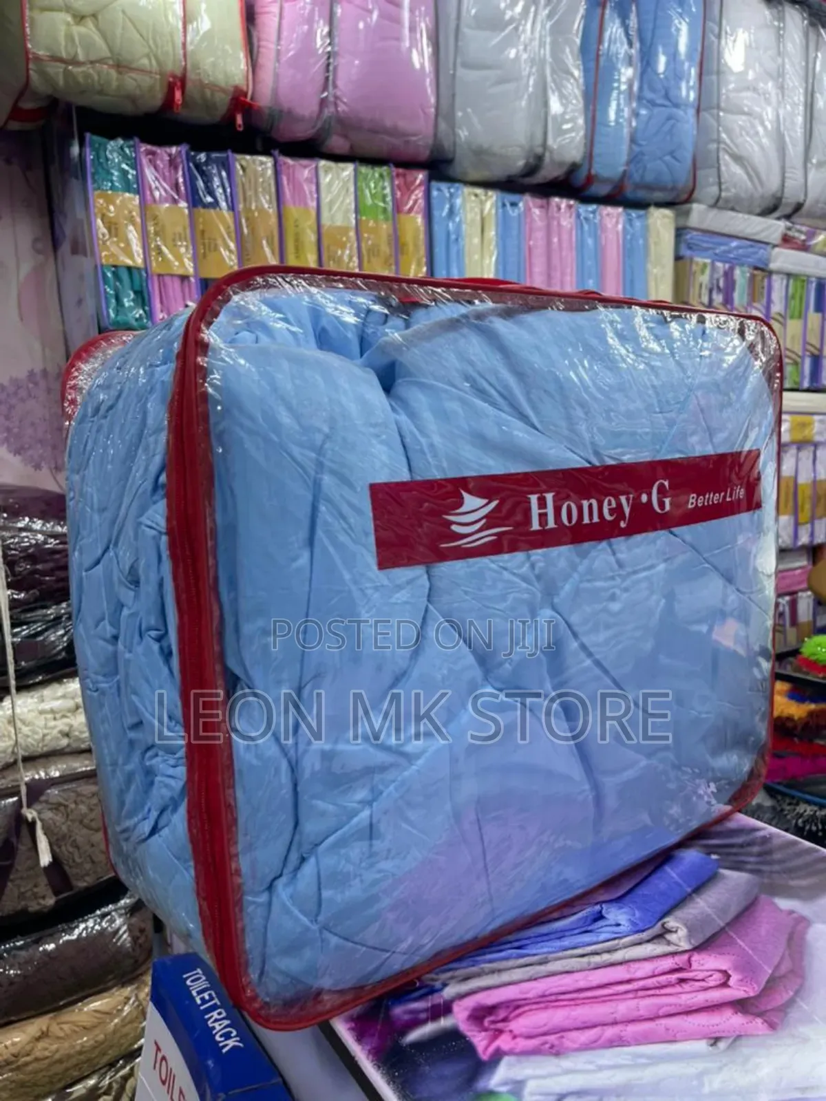 Cotton Blue Fabric Plain Duvets 4pcs