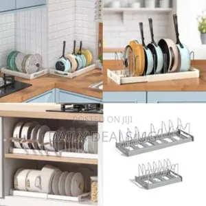 Adjustable Kitchen Pan and Lid Organizer Rack - Multicolor