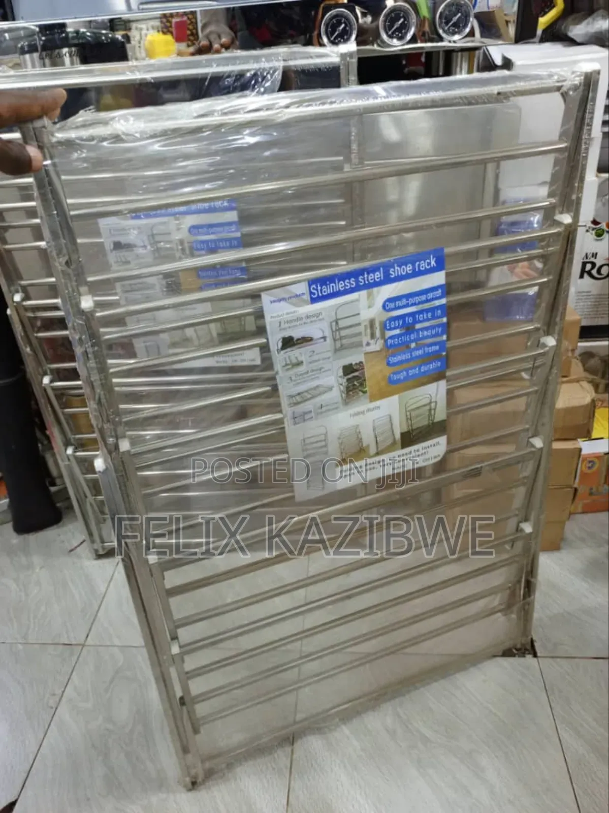Stainless Steel Shoe Rack.