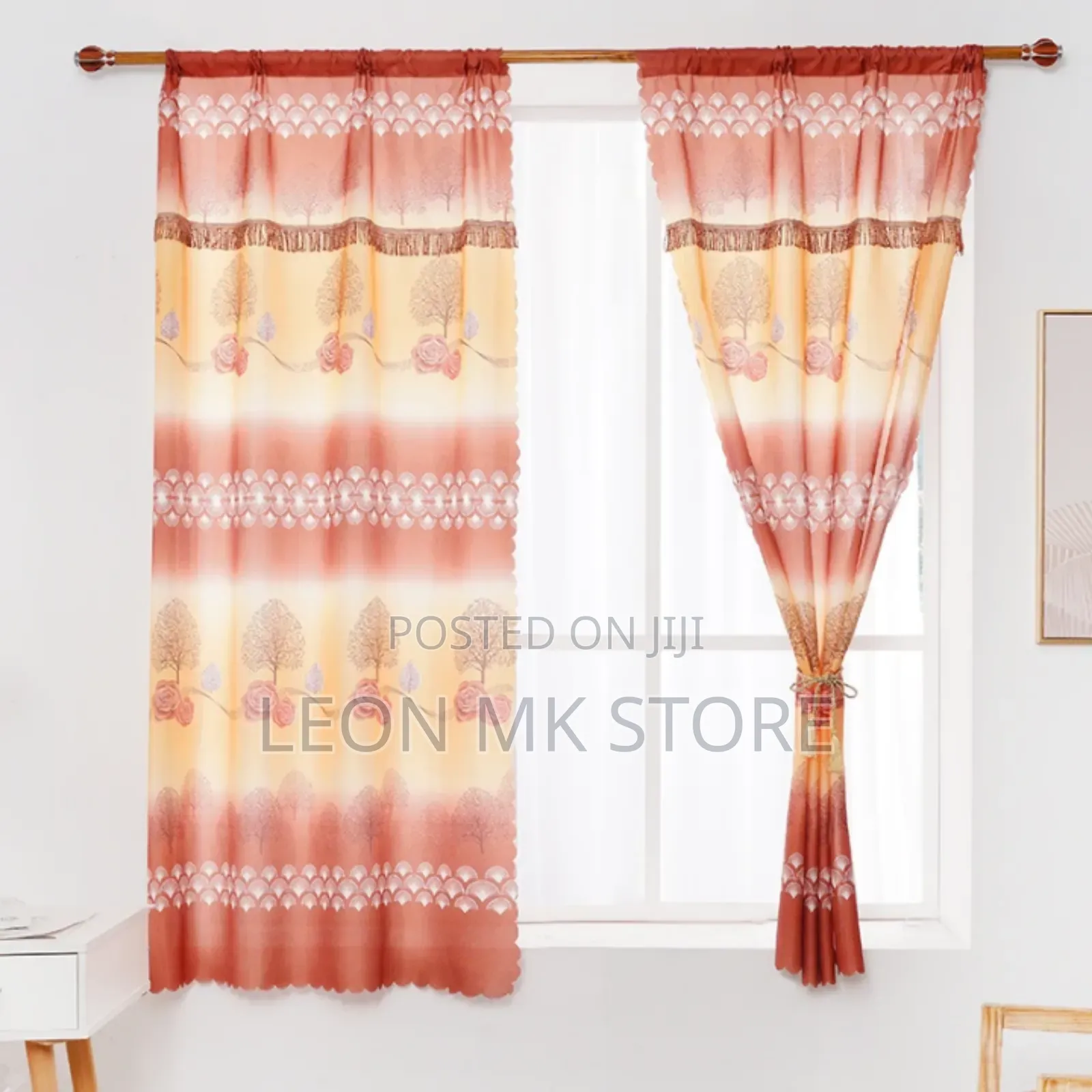 Floral Pattern Curtains 2pcs