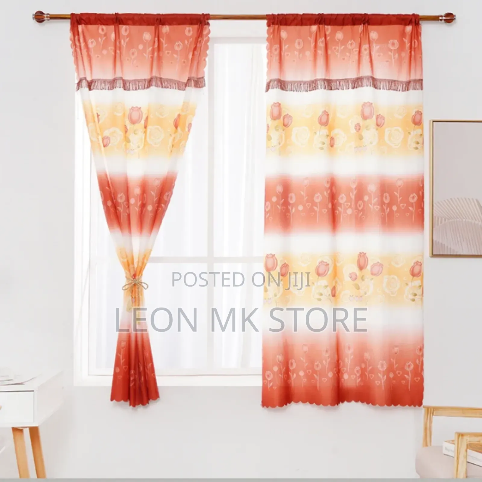 Floral Pattern Curtains 2pcs