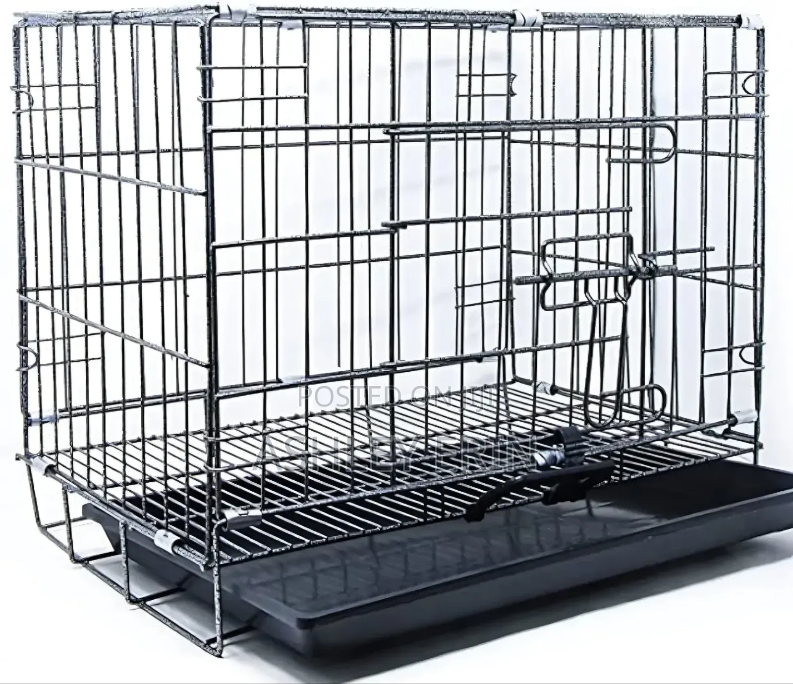 Black, Foldable Metal Pet Crate or Cage.