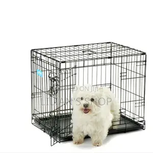 Black, Foldable Metal Pet Crate or Cage.