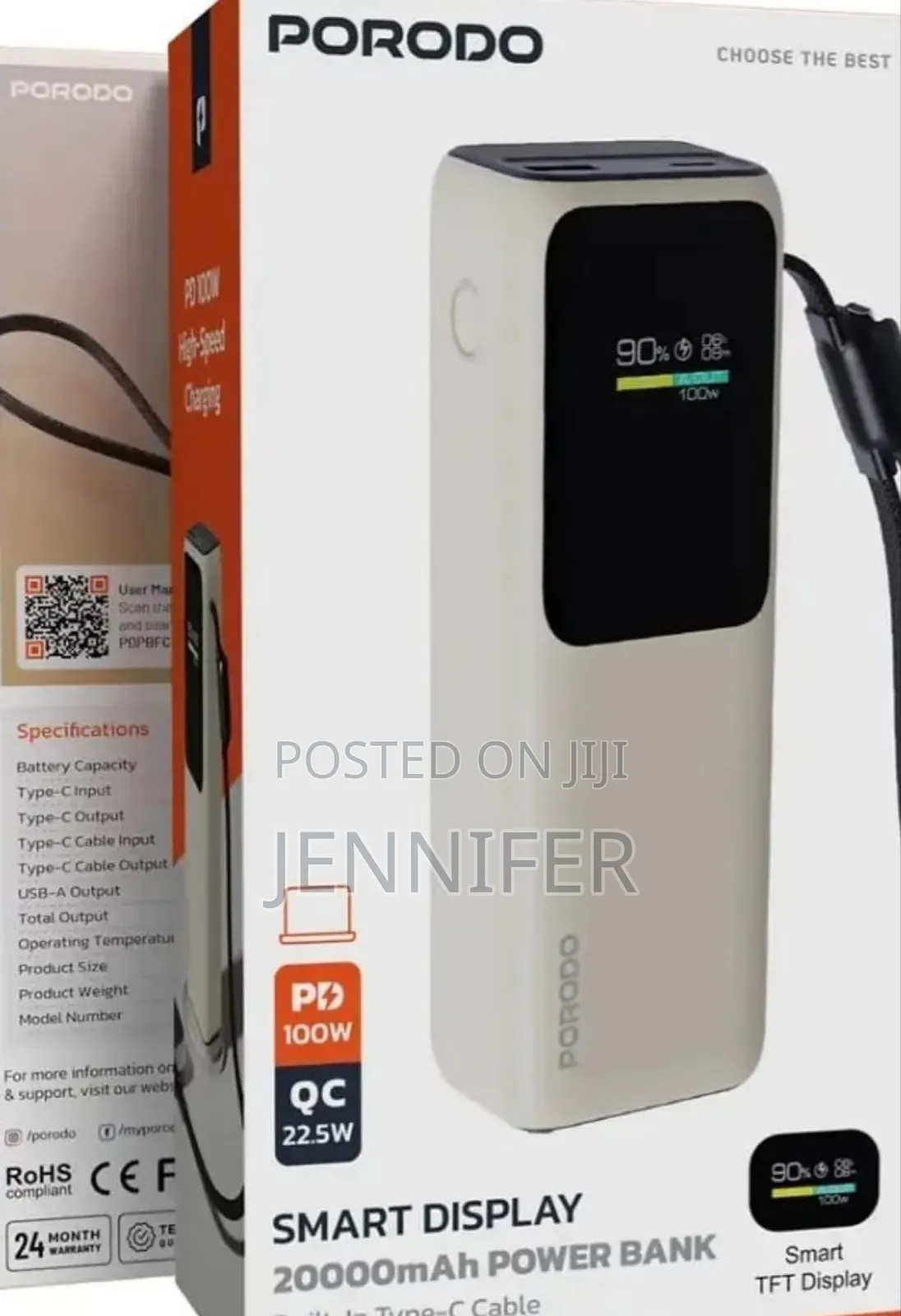 Porodo Smart Display 20000mah Power Bank.