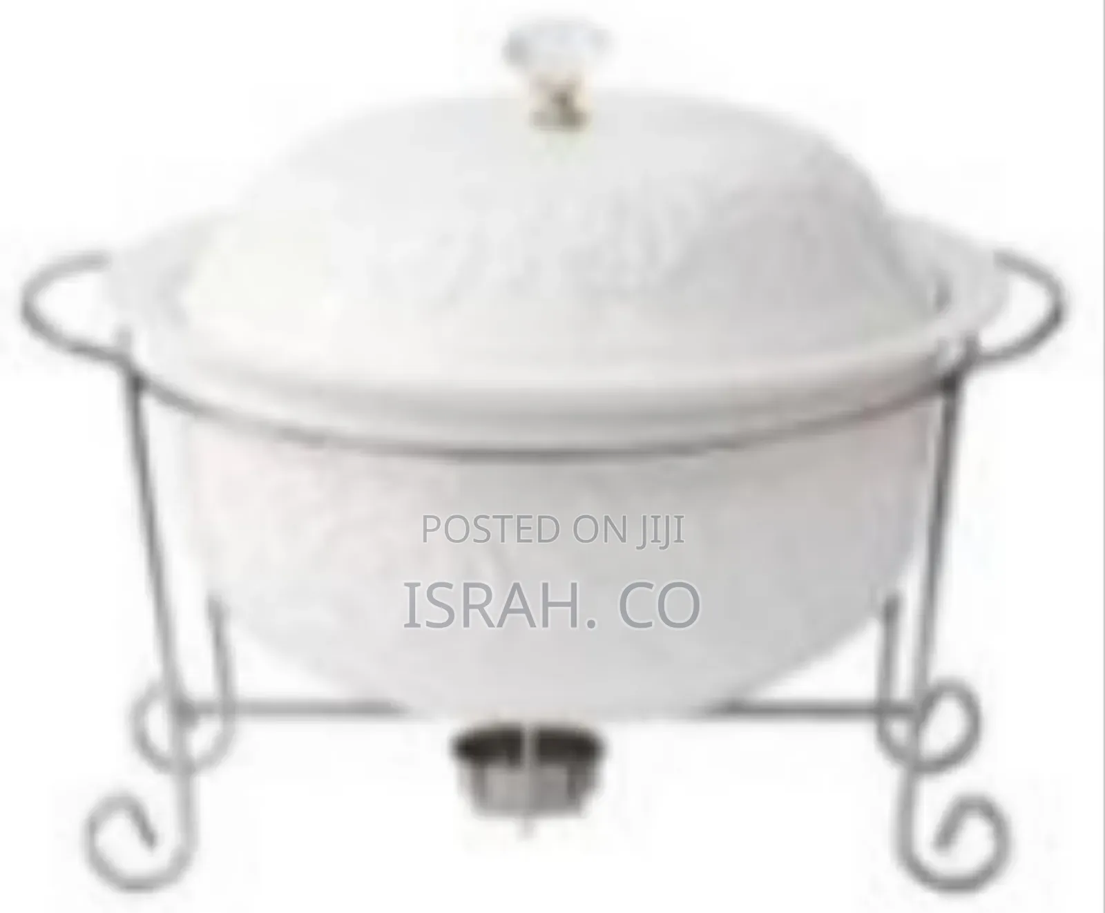 Elegant Embossed Ceramic Chafing Dish With Warming Stand