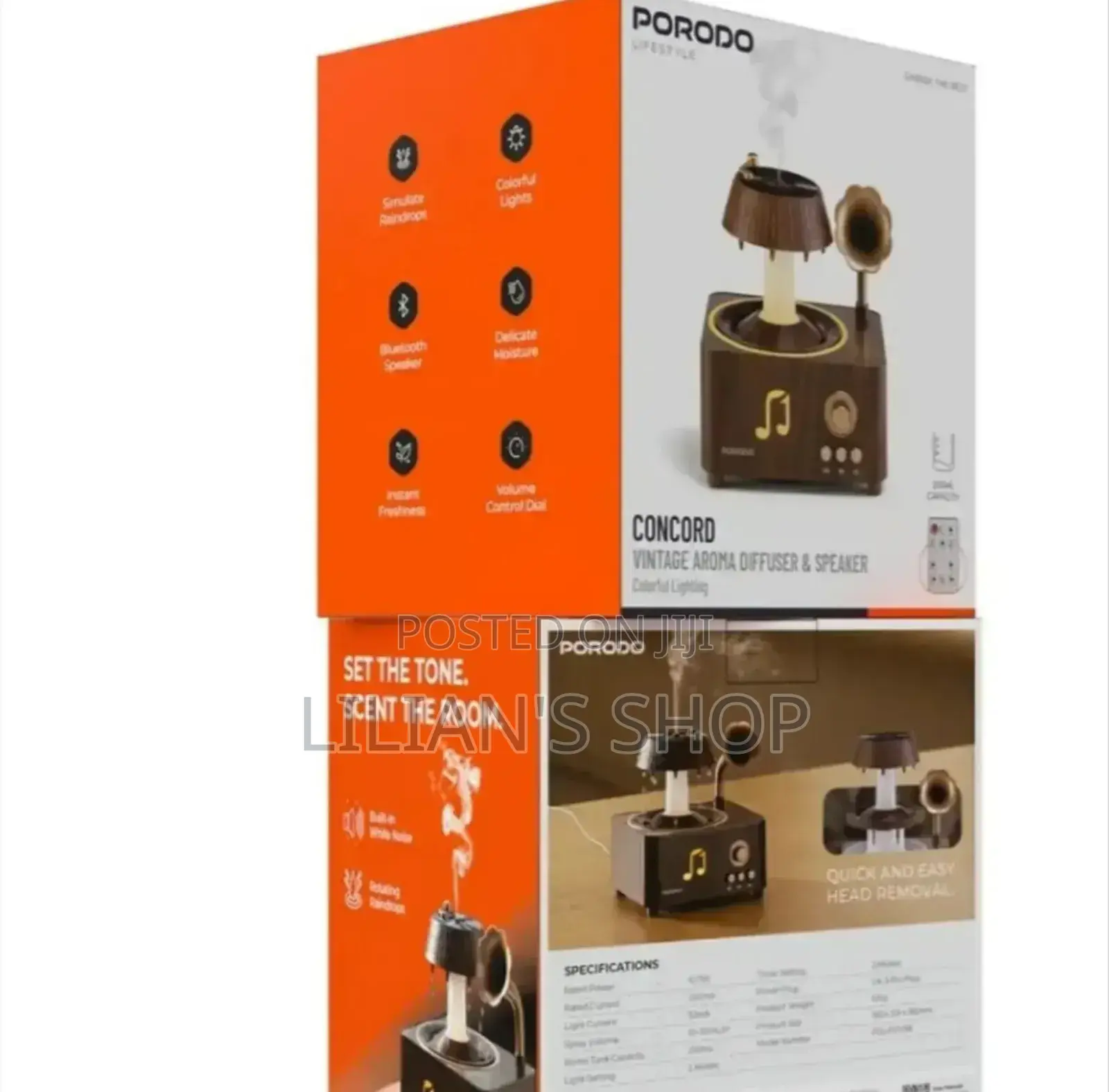 Porodo Lifestyle Concord Vintage Aroma Diffuser Speaker.