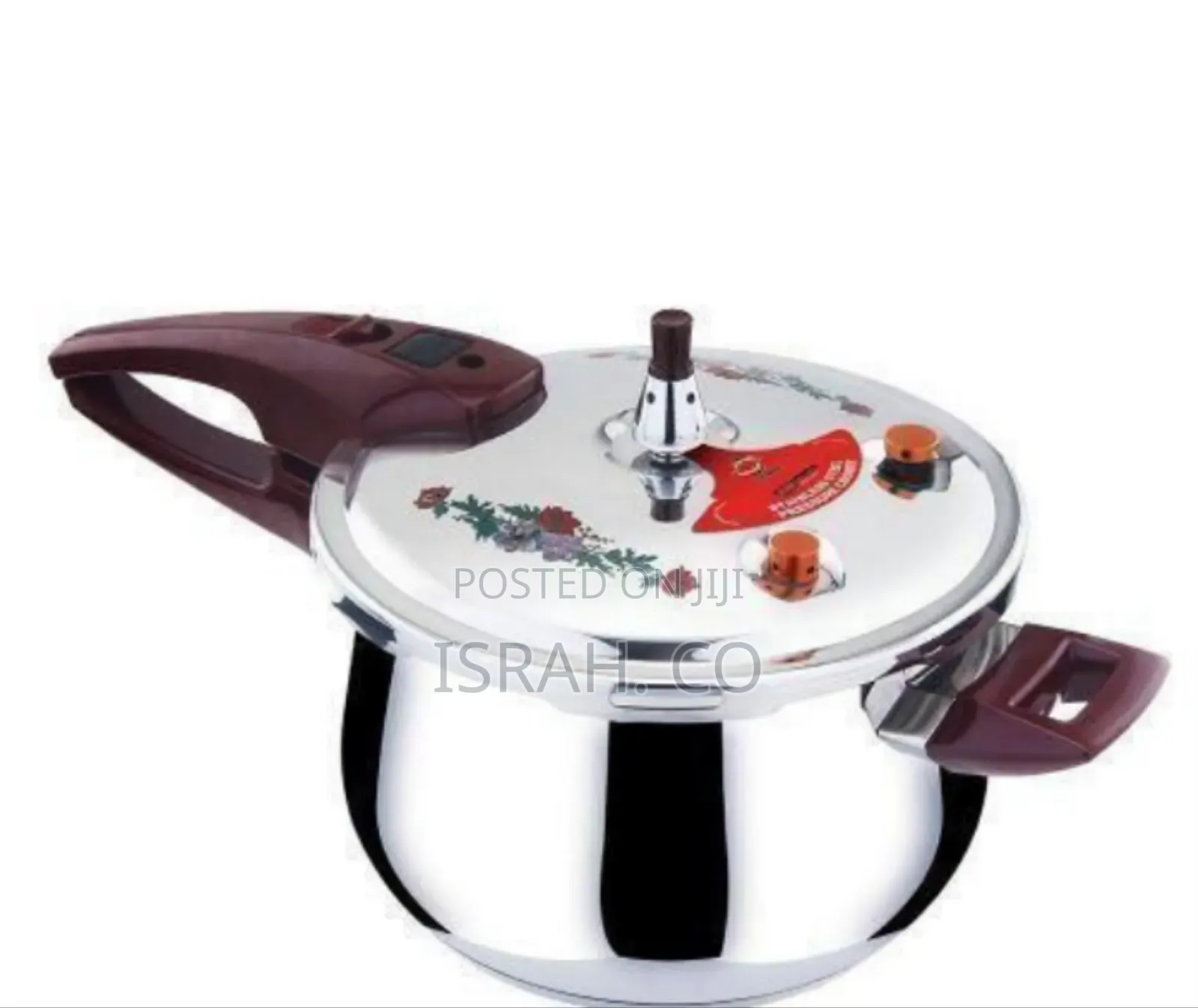Premium Stainless Steel Pressure Cooker With Floral Detail