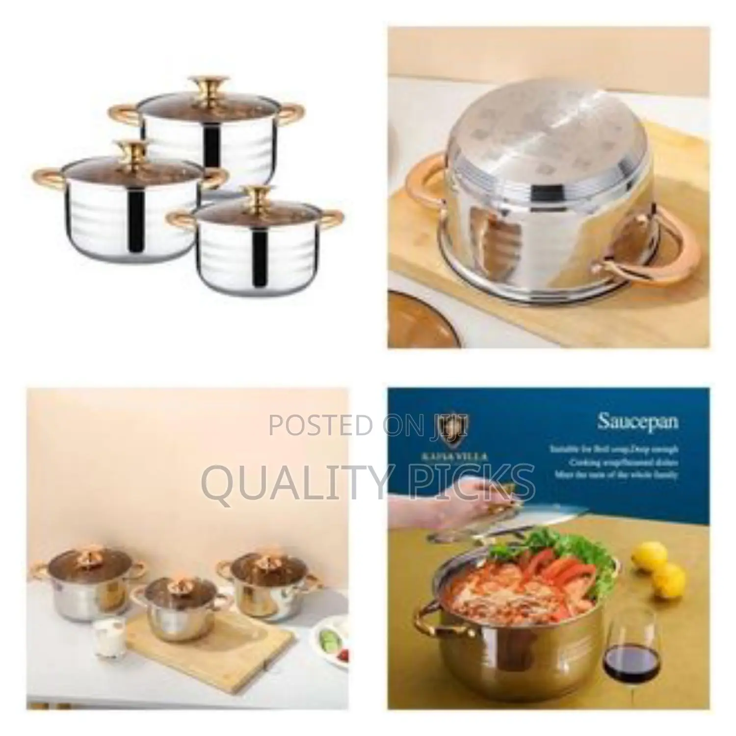6 Piece Set of Quality Stainless Steel Cookware