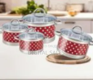 Stylish Polka Dot Cooking Pot Set (Set of 4) - Multicolor