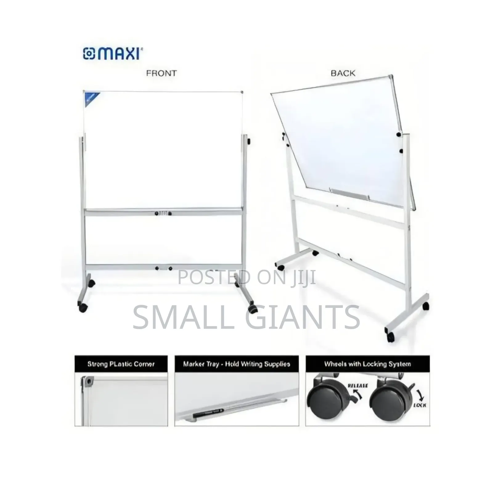 Double-Sided Magnetic Whiteboard With Adjustable Stand