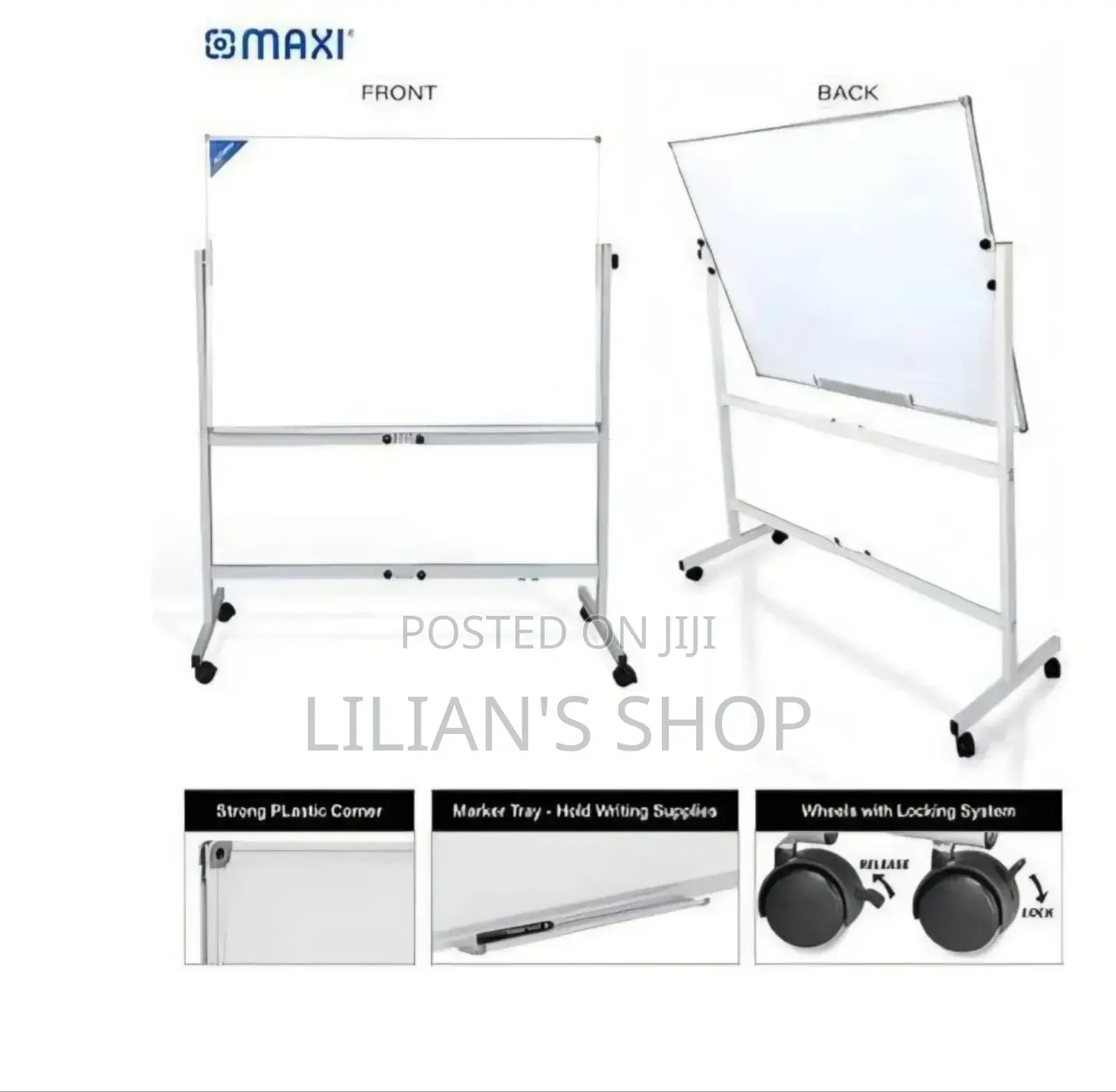 Double-Sided Magnetic Whiteboard With Adjustable Stand