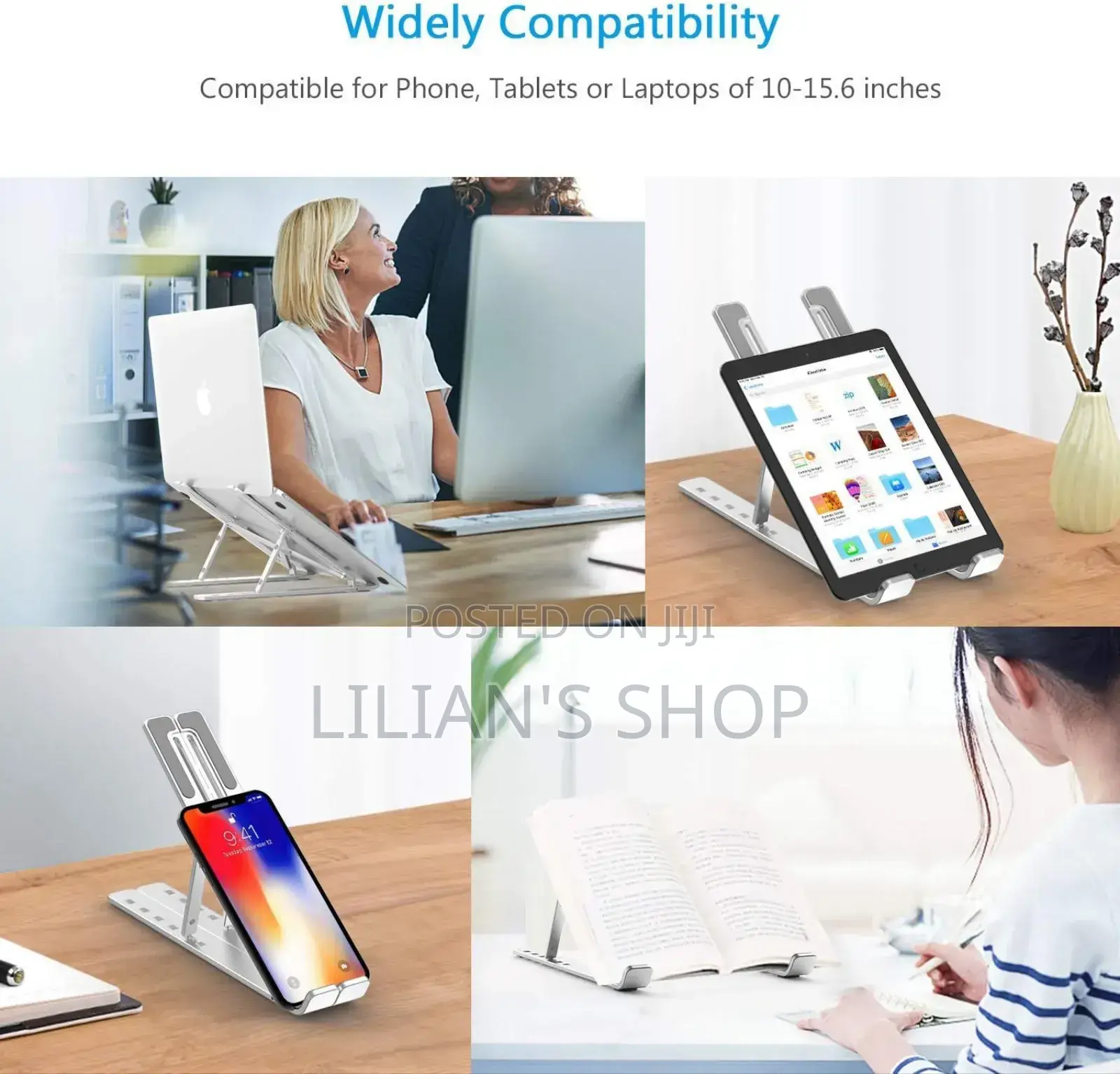 Portable, Adjustable, and Foldable Aluminum Laptop Stand.