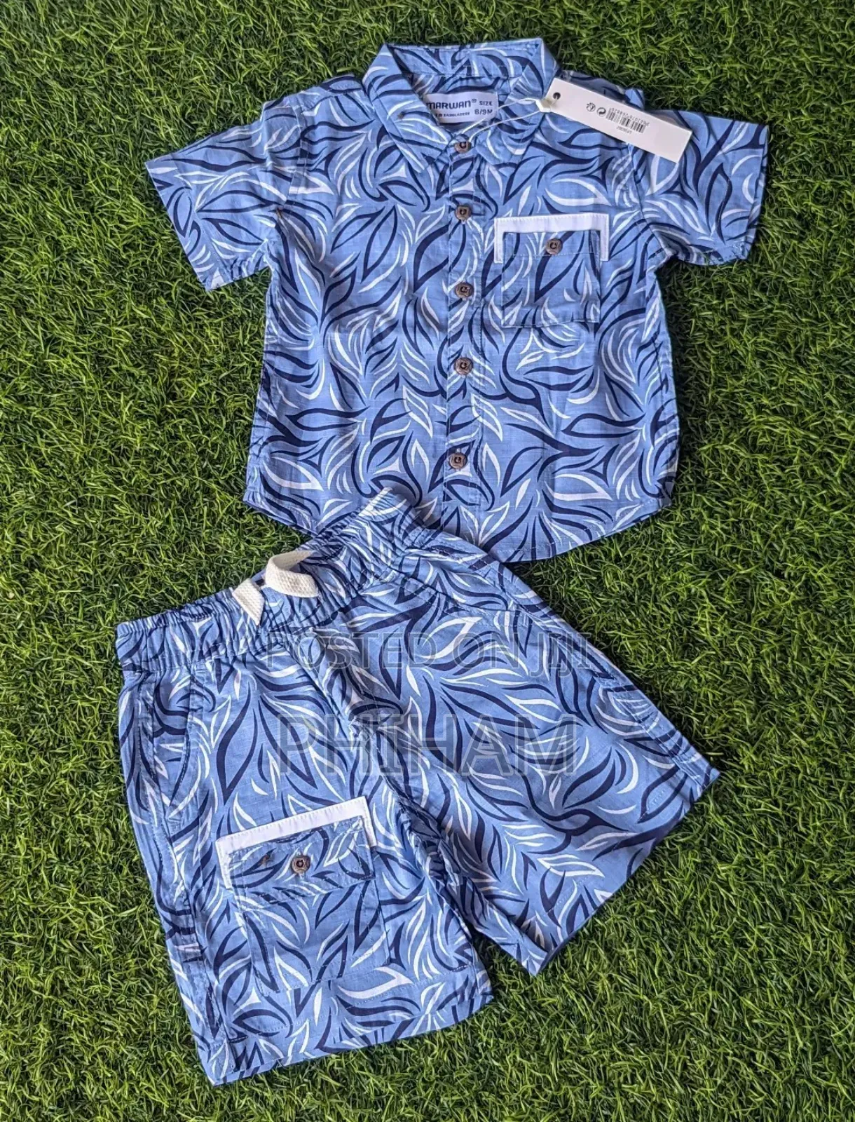 Kids 2pc Sets (Blue and Brown 6m to 16yrs)