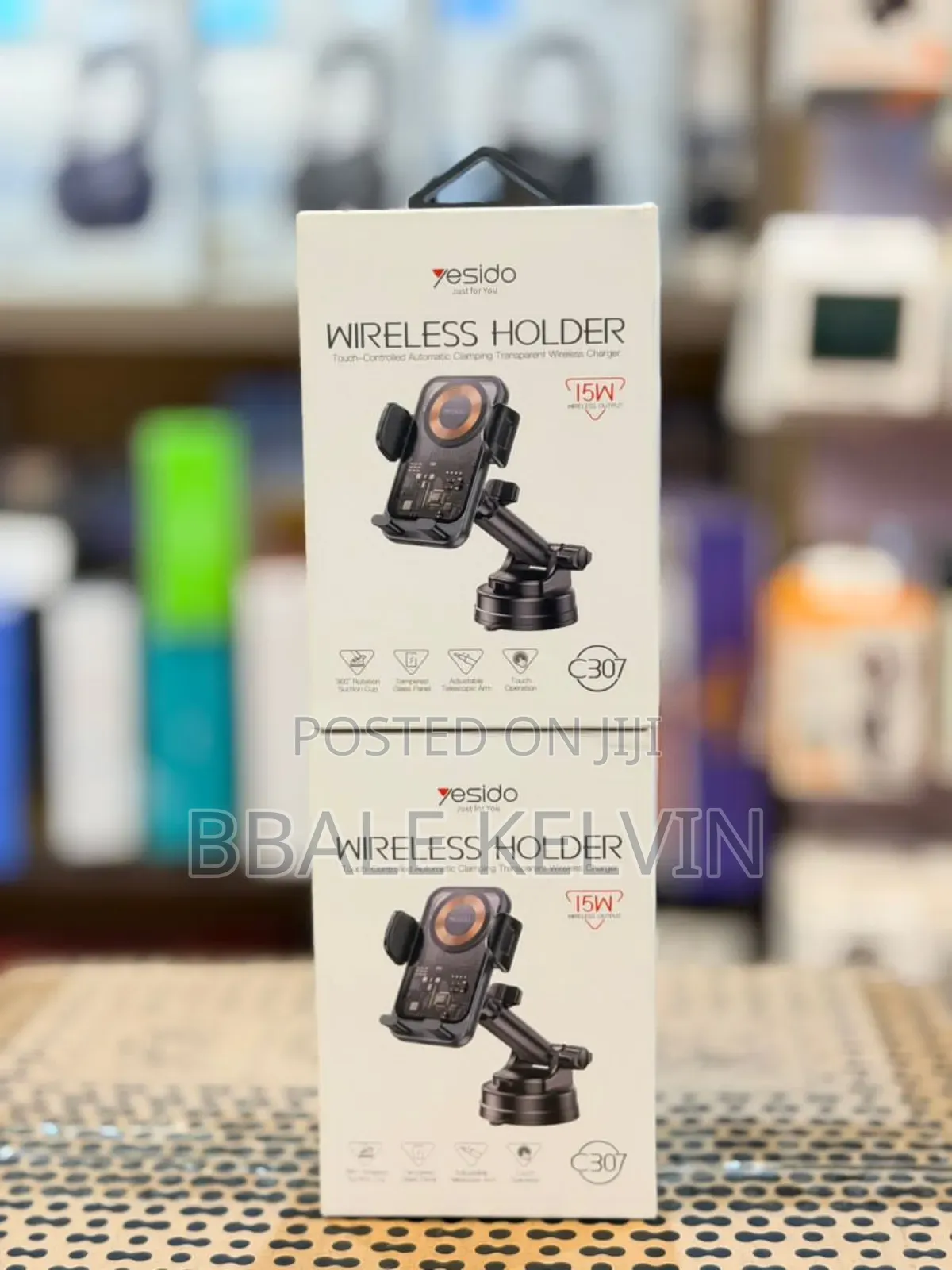 Yesido C307 Transparent Car Phone Holder With Wireless Charging