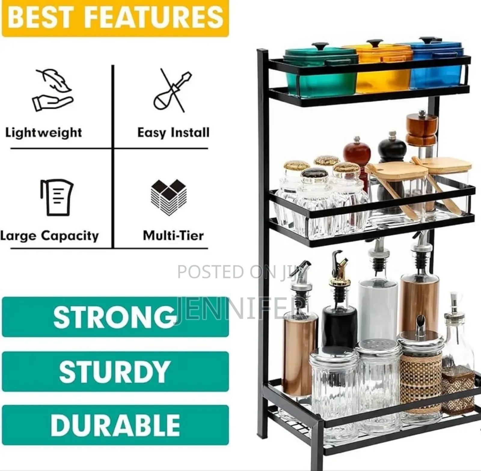3-Level Metal Kitchen Countertop Organizer Shelf.