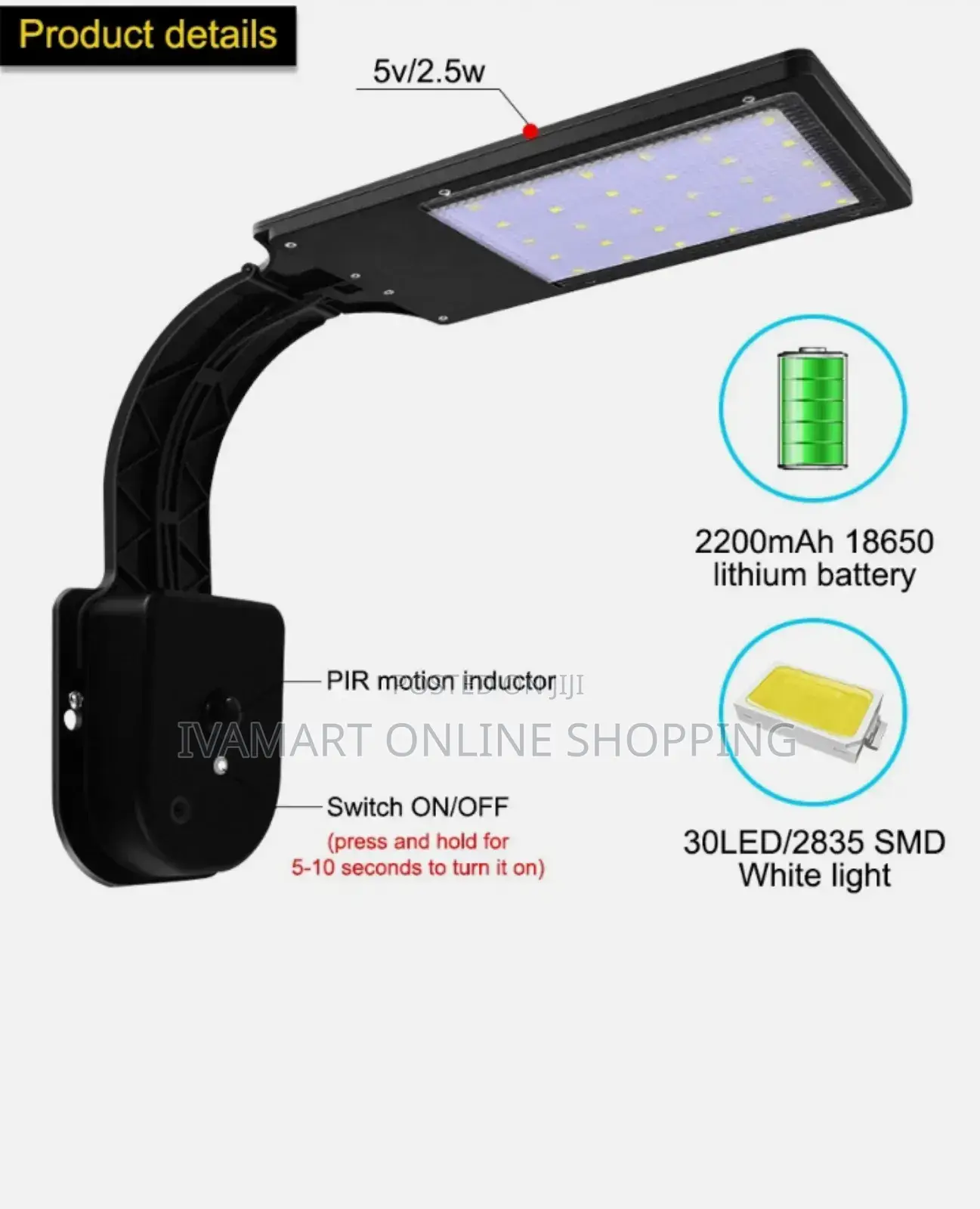 Solar Motion Light - Sensitive Motion Sensor, Save Energy