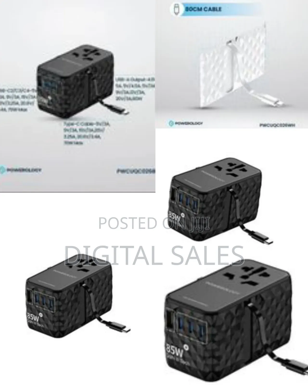 Powerology Universal Gan 85w Super Charger With Retractable Type-C