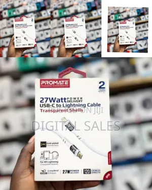 Promate 27w Power Delivery Usb-C to Lightning Cable With Transparent