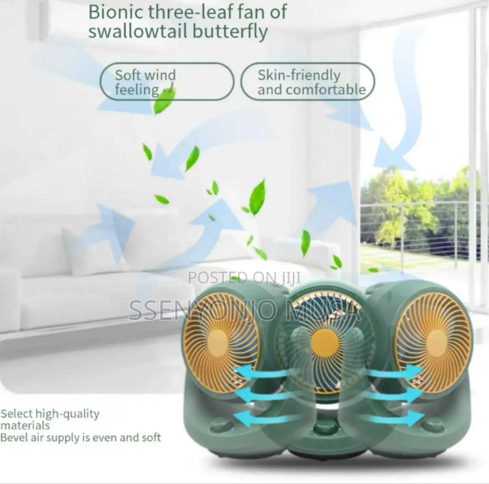Ruikaduo Electric Air Circulation Fan – White/Green | Powerful Cooling