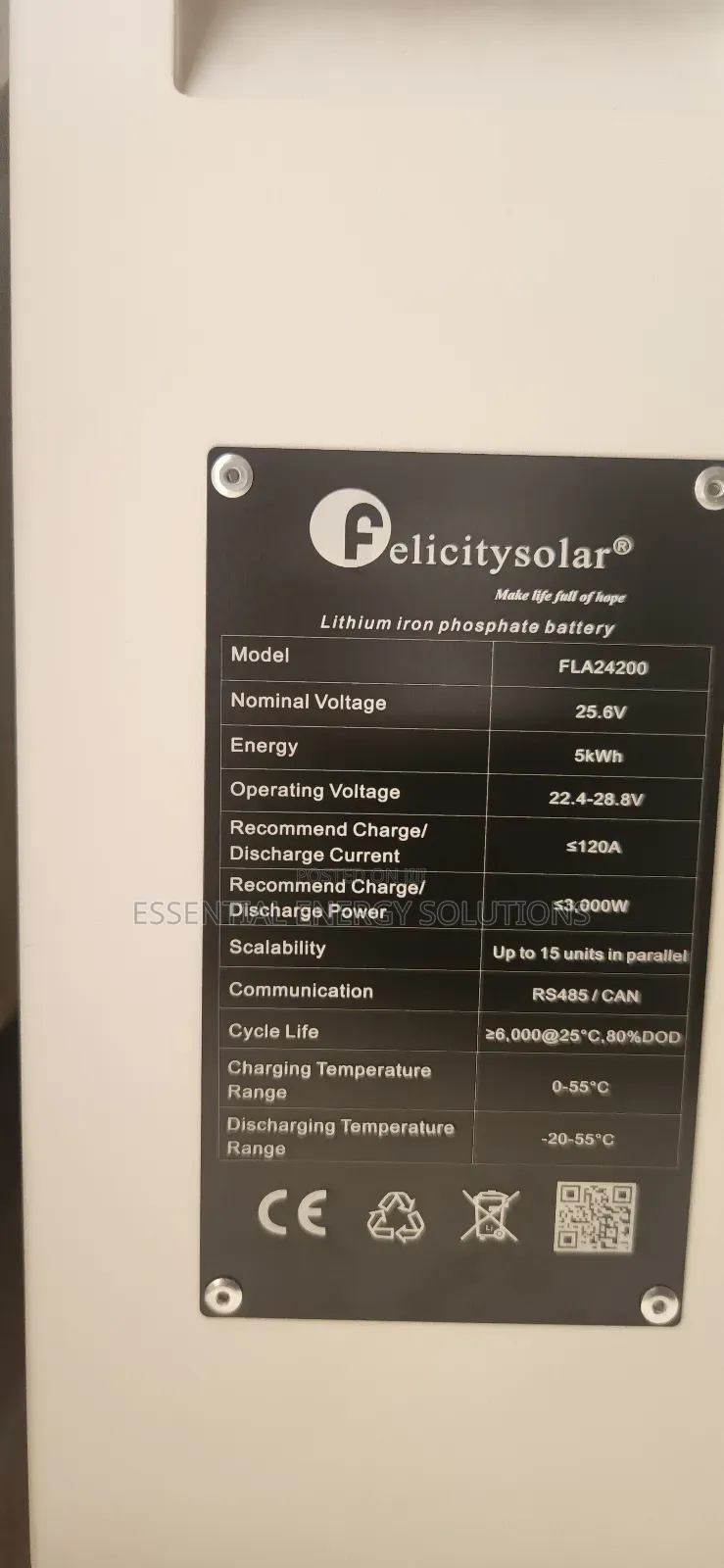 5kwh 24v Felicity Lithium Phosphate Battery