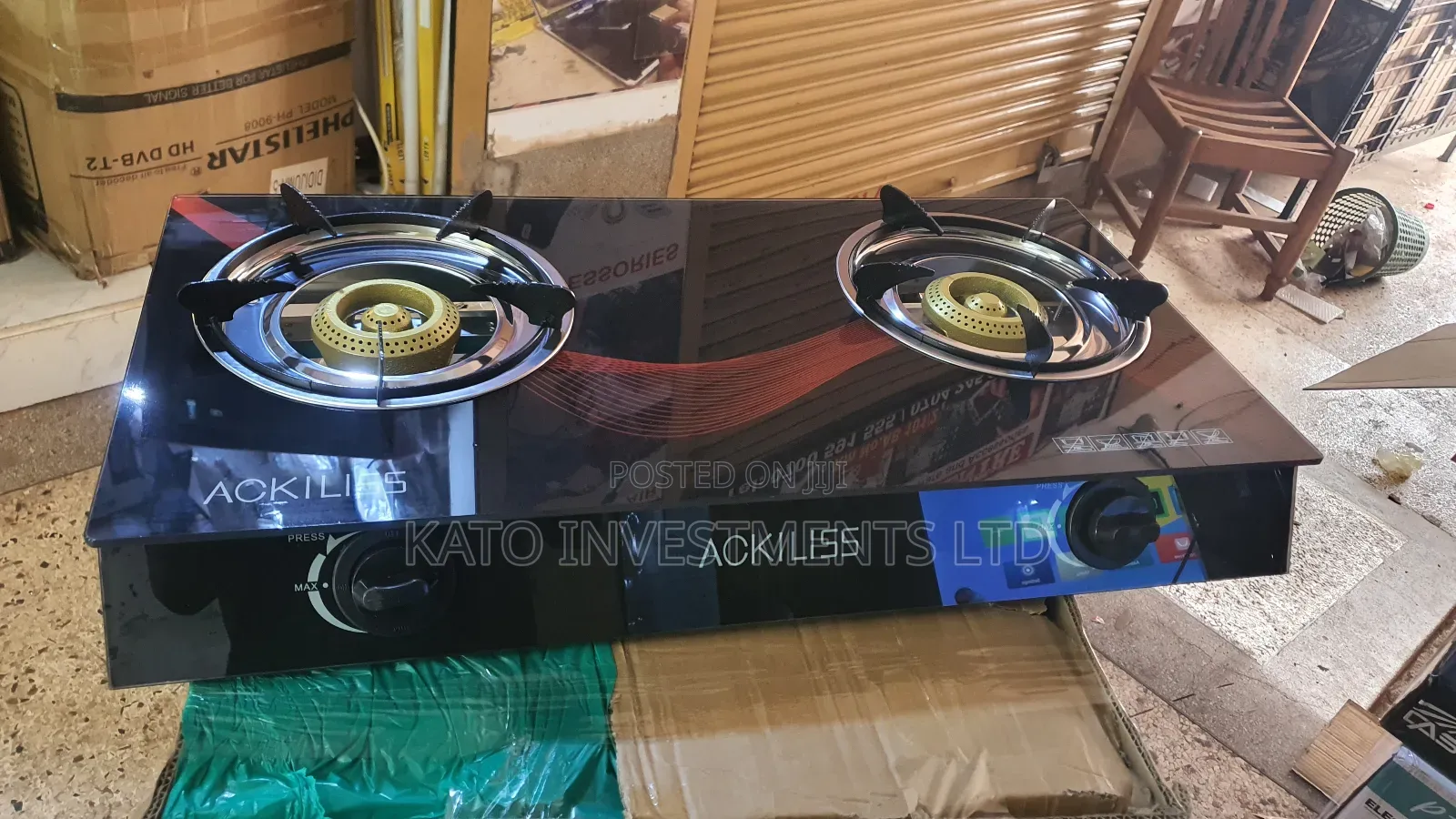 Ackiliss Home Cooking Gas Stove Double Glass