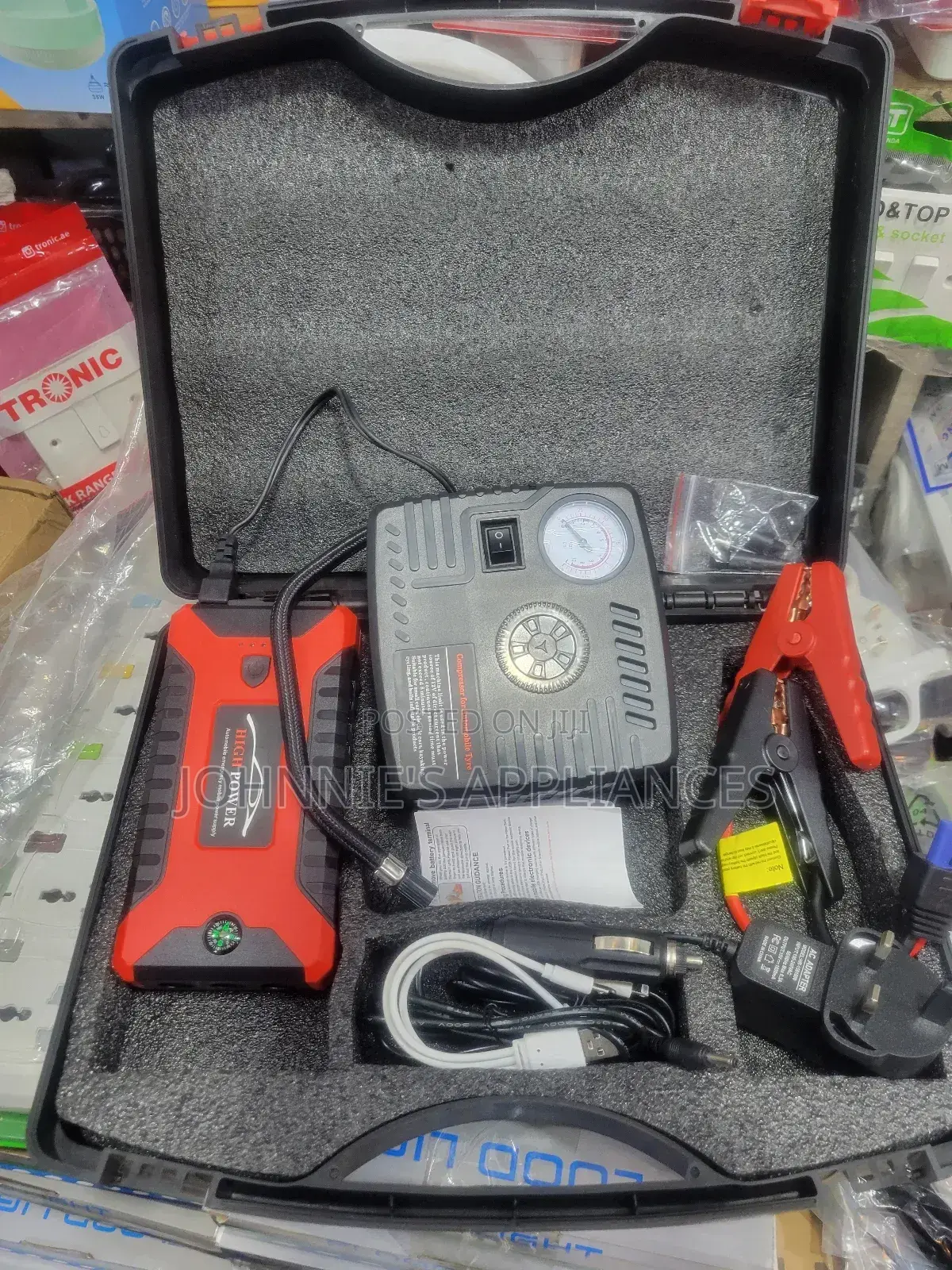 Portable Car Jump Starter Power Bank With Air Compressor-Emergency Kit