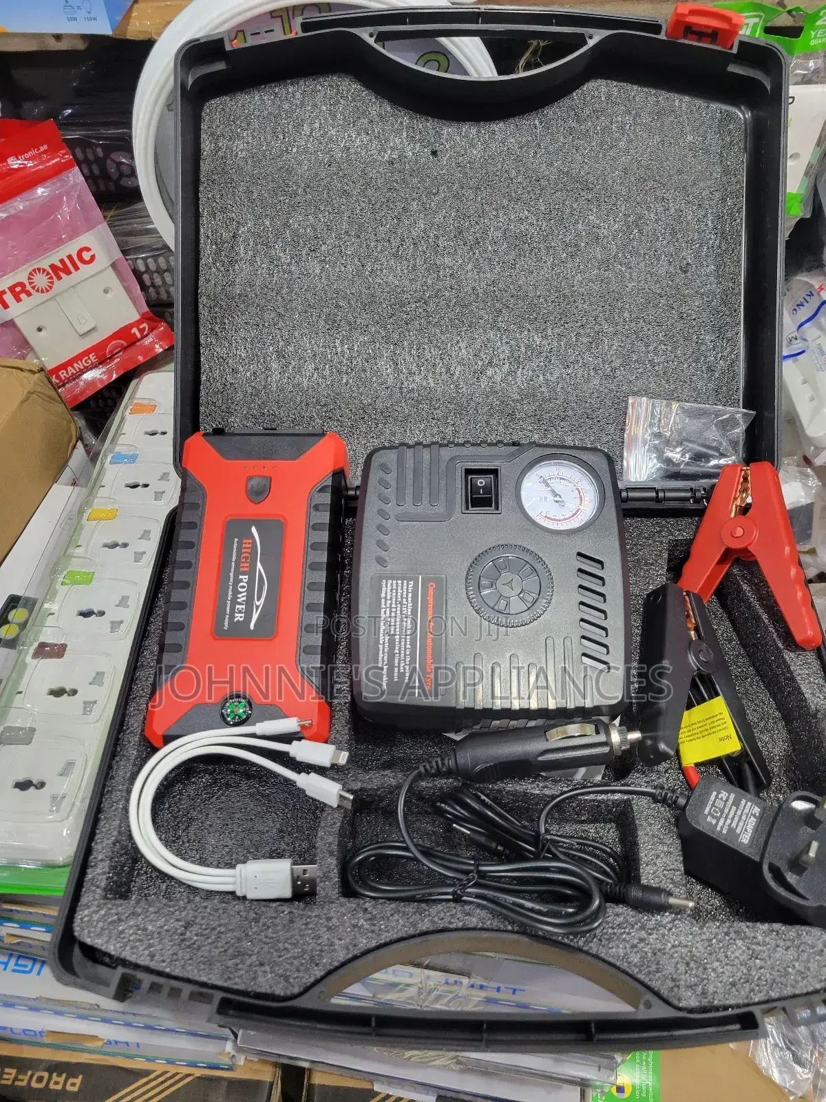 Portable Car Jump Starter Power Bank With Air Compressor-Emergency Kit