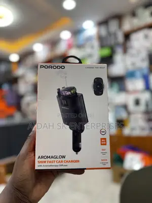 Porodo Aromaglow 120w Fast Car Charger With Aromatherapy Diffuser.