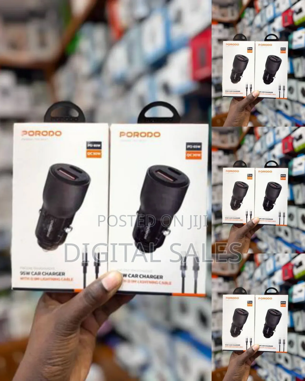 Porodo 95w Car Charger With 0.9m Lightning Cable