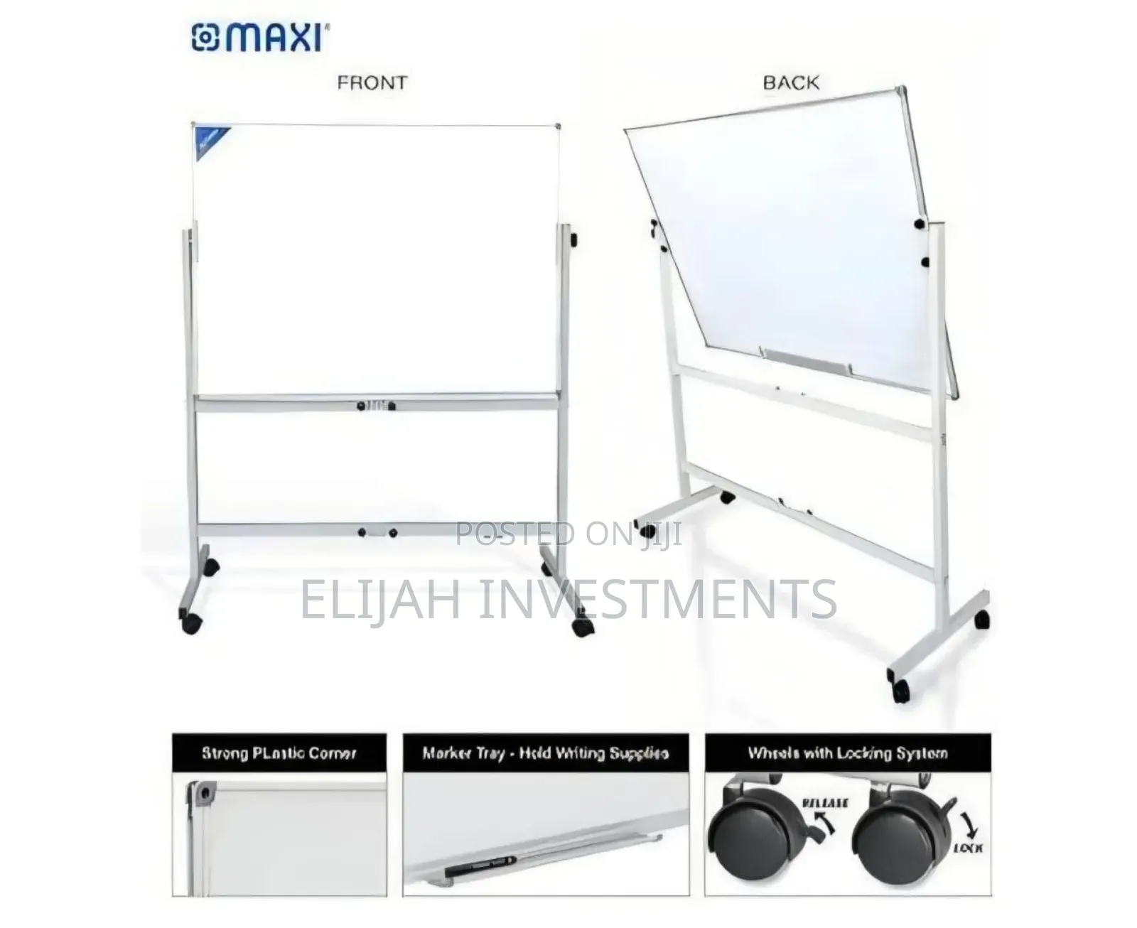 Double-Sided Magnetic Whiteboard With Adjustable Stand