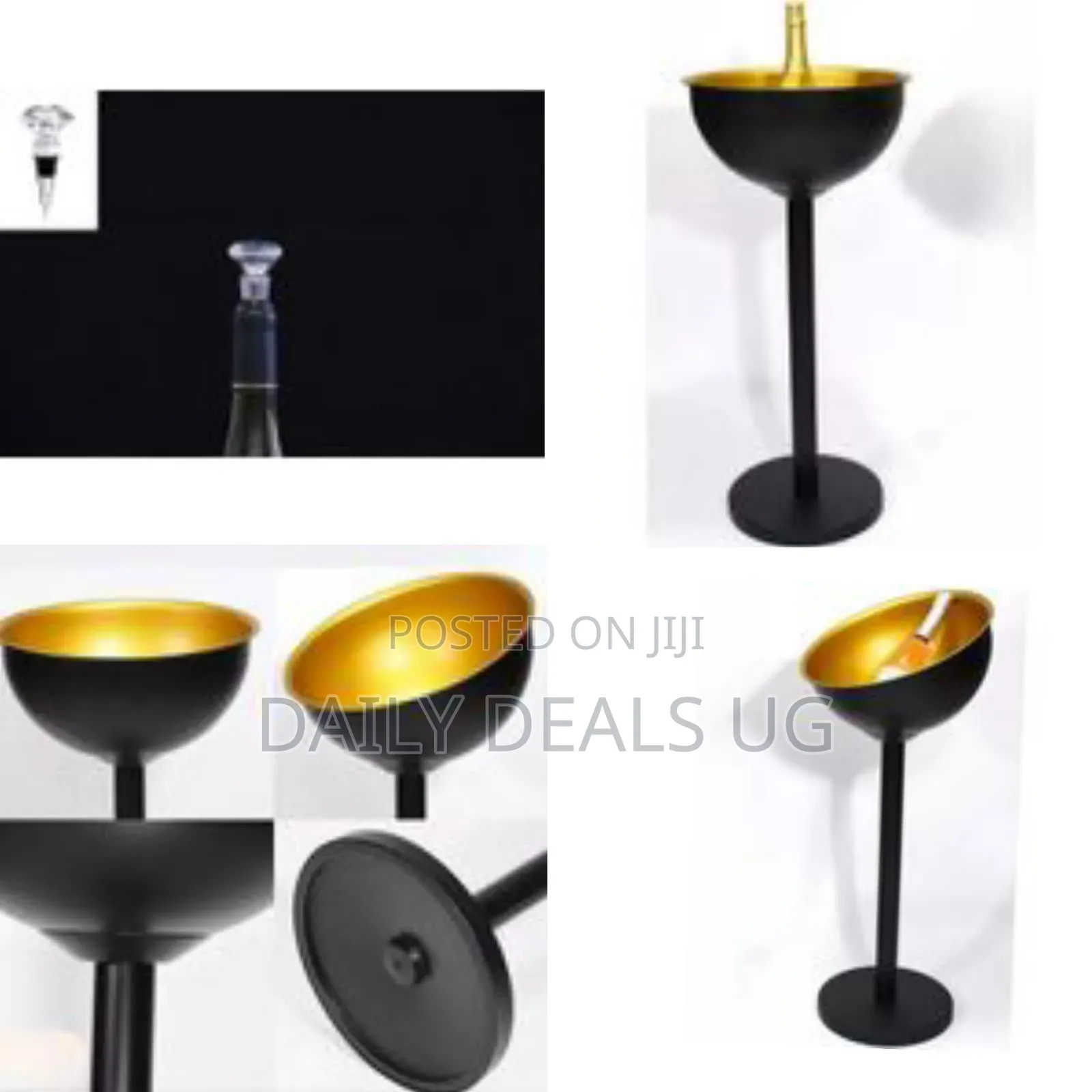 Floor 12l Beer Champagne Wine Ice Bucket With Holder for Party- Black