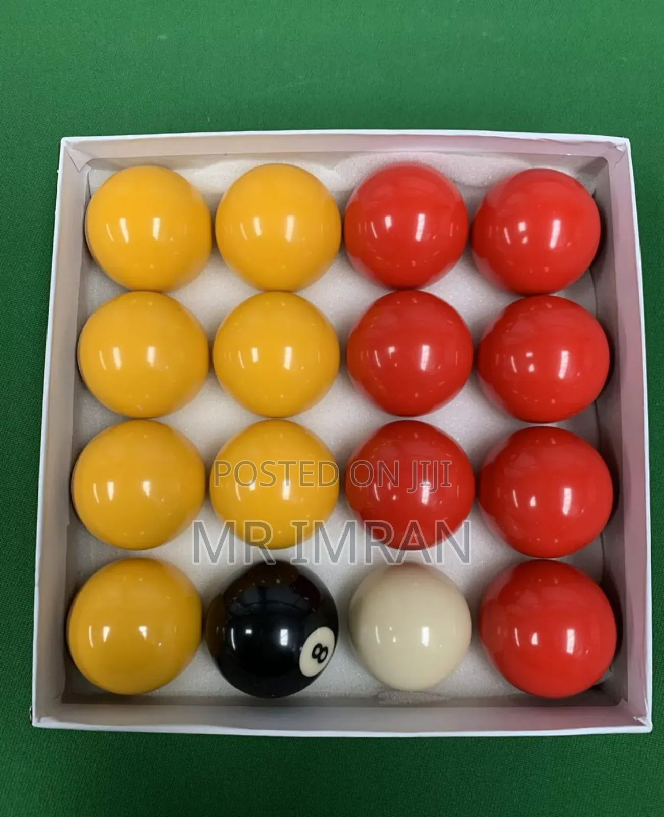 Set of Red and Yellow English Pool Balls.