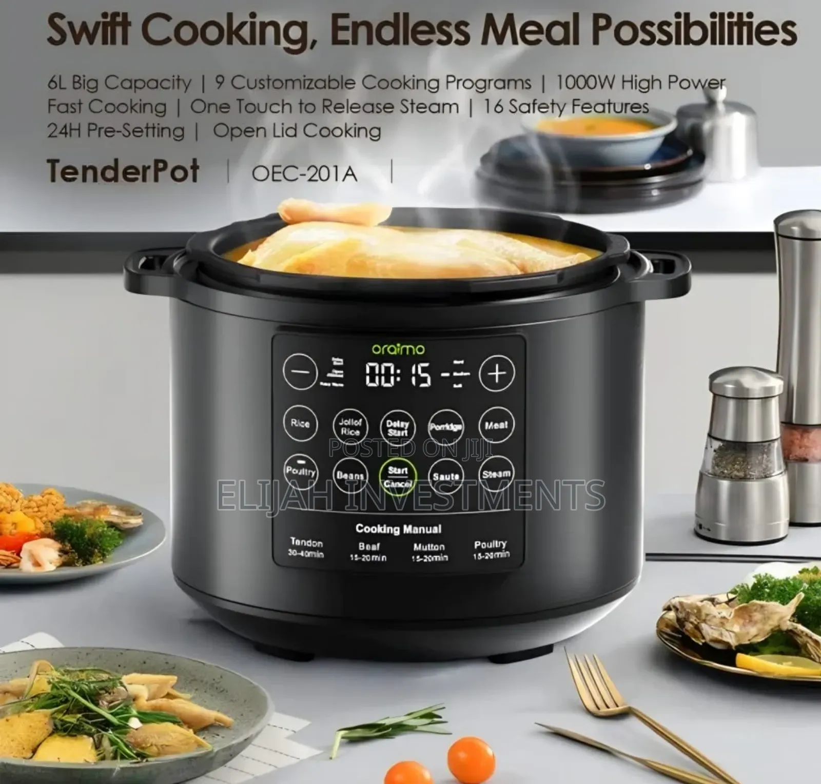 Oraimo Tenderpot Oec-201a Electric Pressure Cooker.