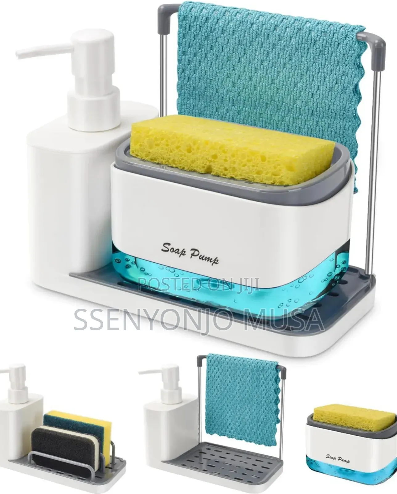 Kitchen Soap Dispenser With Sponge Holder - 12 Oz White