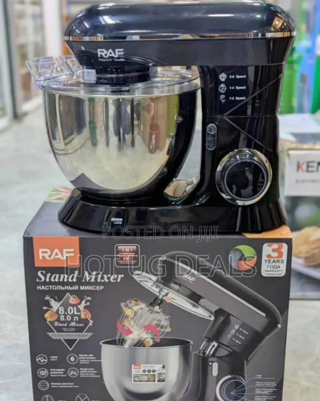 Raf 8l Kitchen Electric Stand Mixer Stainless Steel With Dough Hook